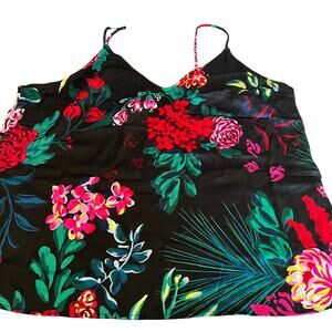 Stars Above Women's Black Floral Print Satin Pajama Cami - Size XS - NWT